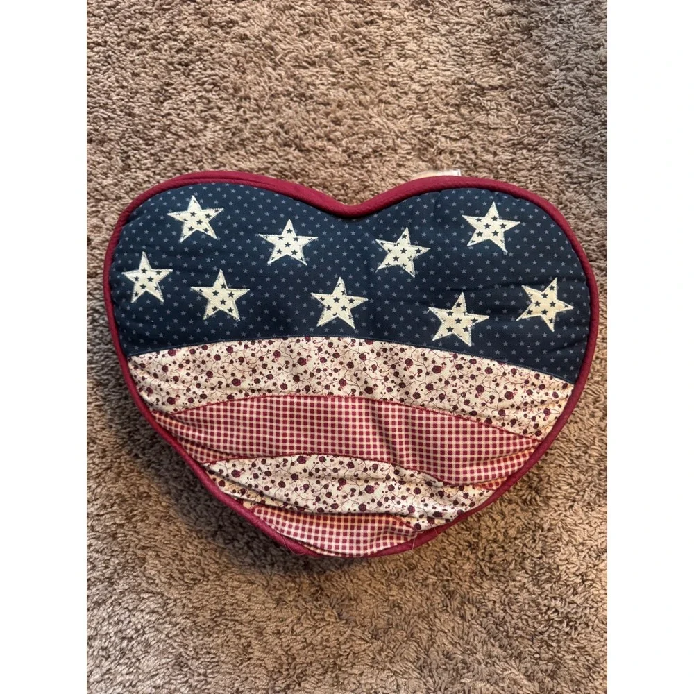 Sonoma Americana Heart Pillow‎ Patriotic Stars Stripes Farmhouse Décor